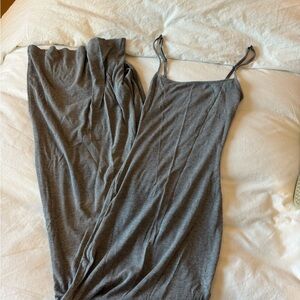 SKIMS Gray Chemise with Spaghetti Straps
